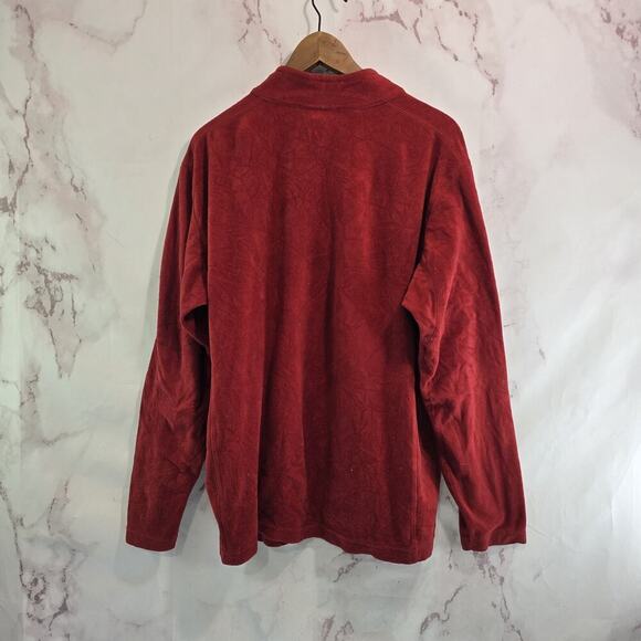 Columbia Pullover Men XL Red Fleece Quarter Zip Klamath Range Sweater - Picture 5 of 11